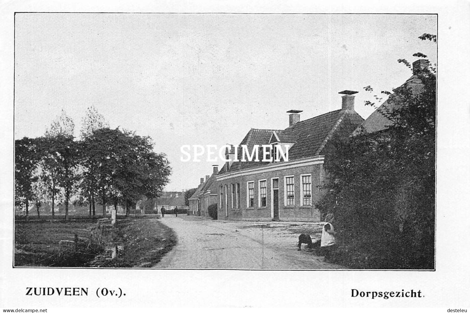 Prent - Dorpsgezicht - Zuidveen   - 8.5x12.5 Cm - Andere & Zonder Classificatie