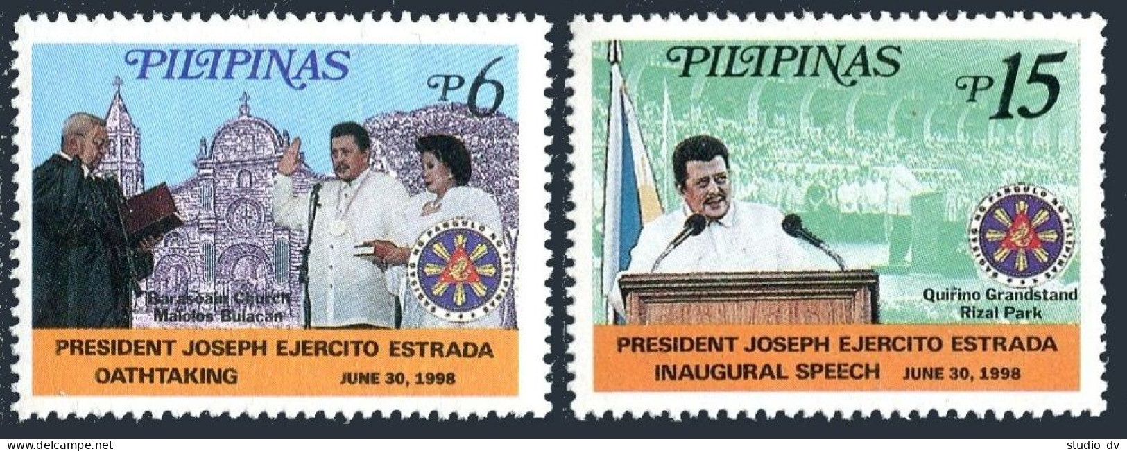 Philippines 2566-2567, MNH. President Joseph Ejercito Estrada, 1998. - Philippinen