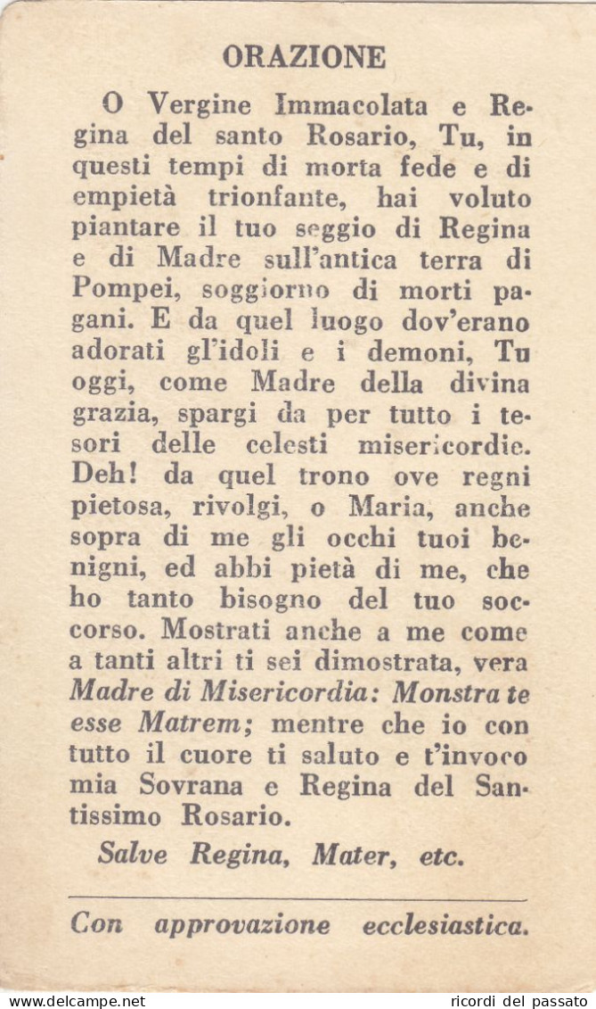 Santino Vera Effige Della Ss.vergine Di Pompei - Images Religieuses