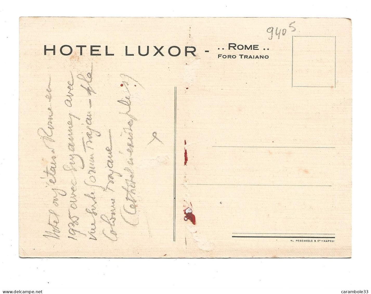 CPA  ITALIE ROME  HOTEL LUXOR  (1654) - Sonstige & Ohne Zuordnung