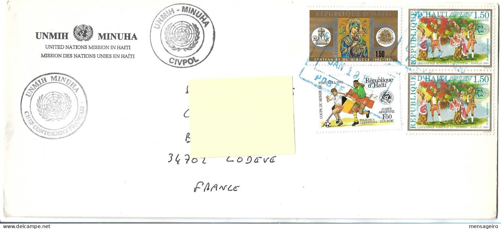 (C11) HAITI COVER FRENCH UN ONU CONTINGENT IN HAITI MISSION UNMIH MINUHA => FRANCE 1996 - Haiti