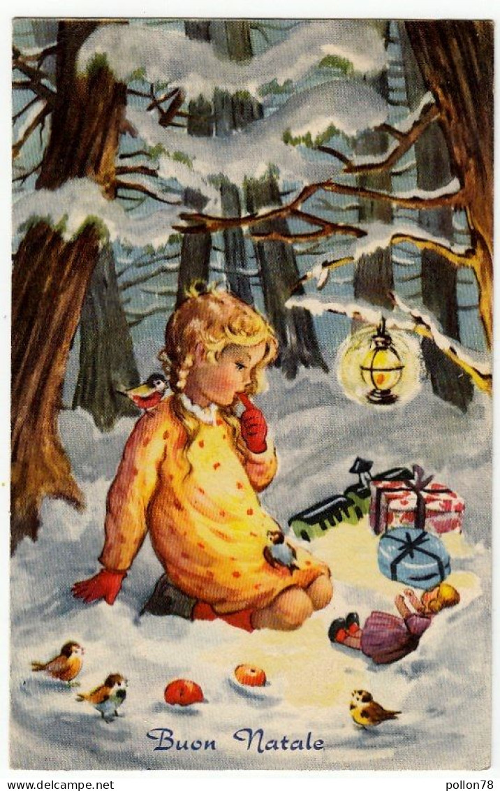 BUON NATALE - BAMBINA CON REGALI - 1960 - Vedi Retro - Formato Piccolo - Kerstman