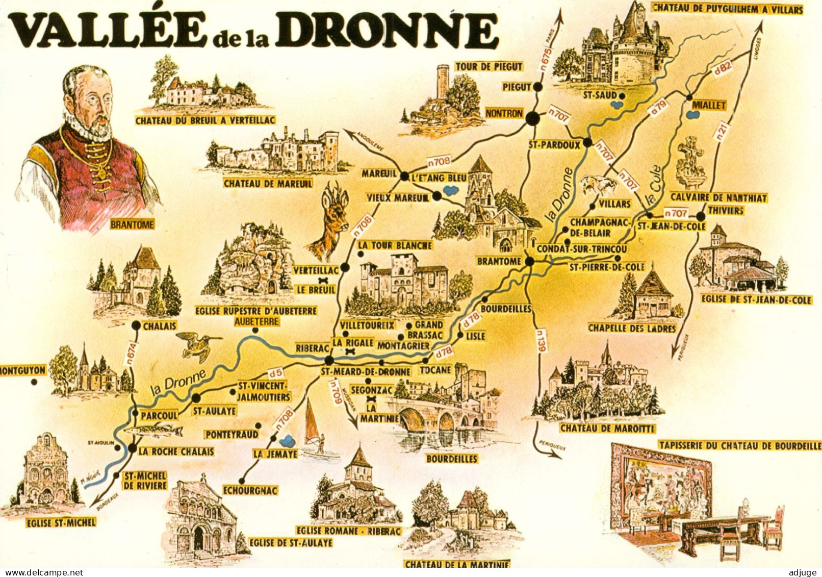 CPM-24- Carte Touristique Illustrée De La VALLÉE DE LA DRONNE -* TBE **2 Scans - Other & Unclassified