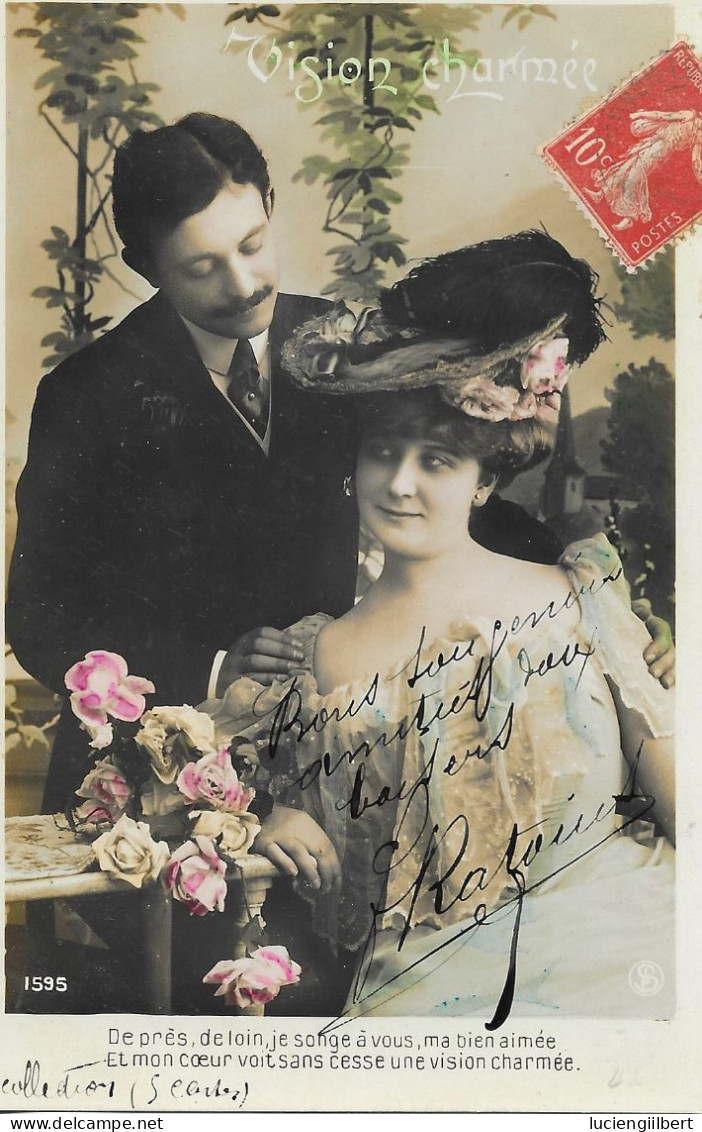 CARTE FANTAISIE - ANNEE 1900 - MESSAGE AFECTUEUX - CIRCULEE - COLLECTION JULIETTE ET ROMEO - Other & Unclassified