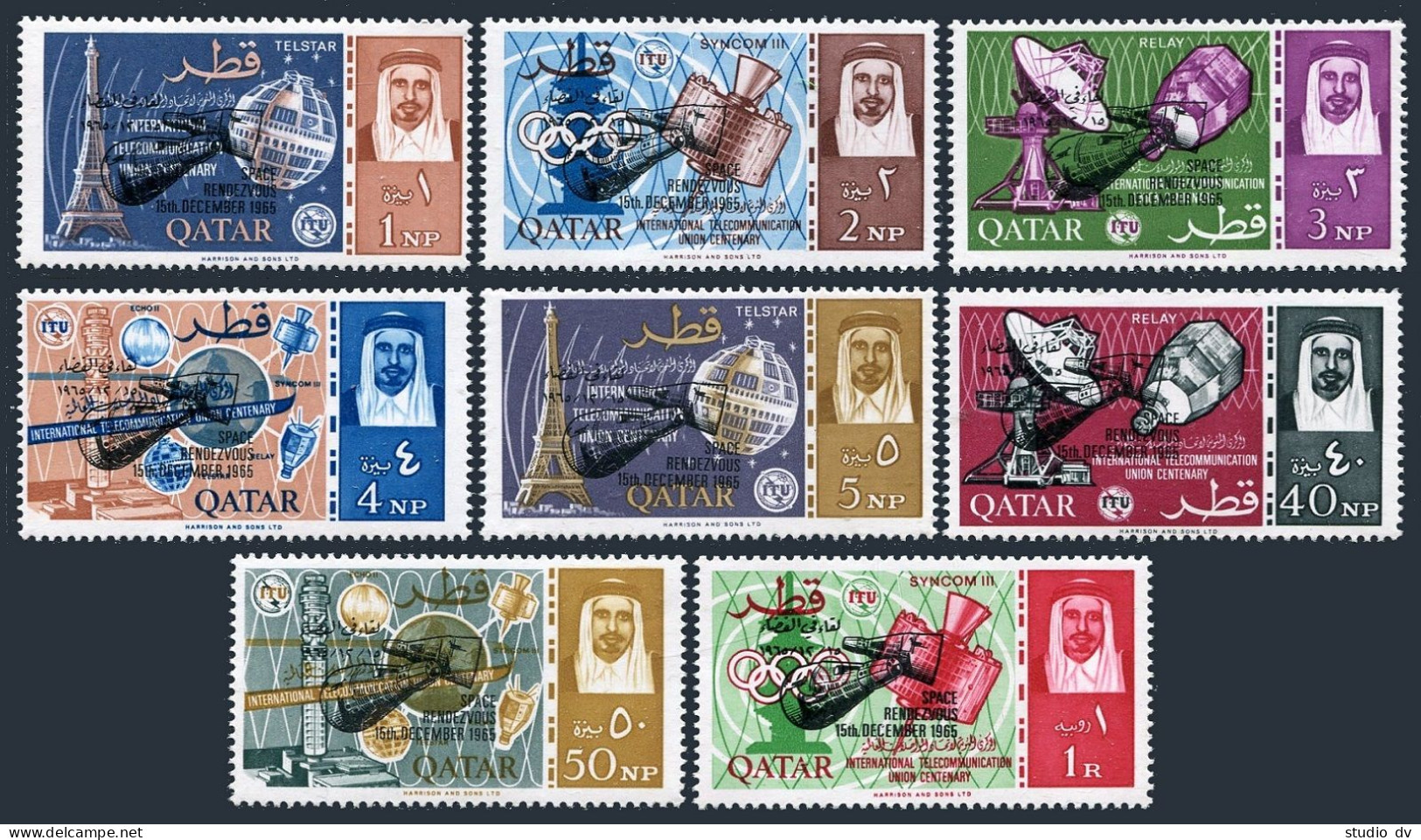 Qatar 91-98,MNH.Mi 94-101. Space Flight Of Gemini 6 & 7 Overprinted ITU 100,1966 - Qatar