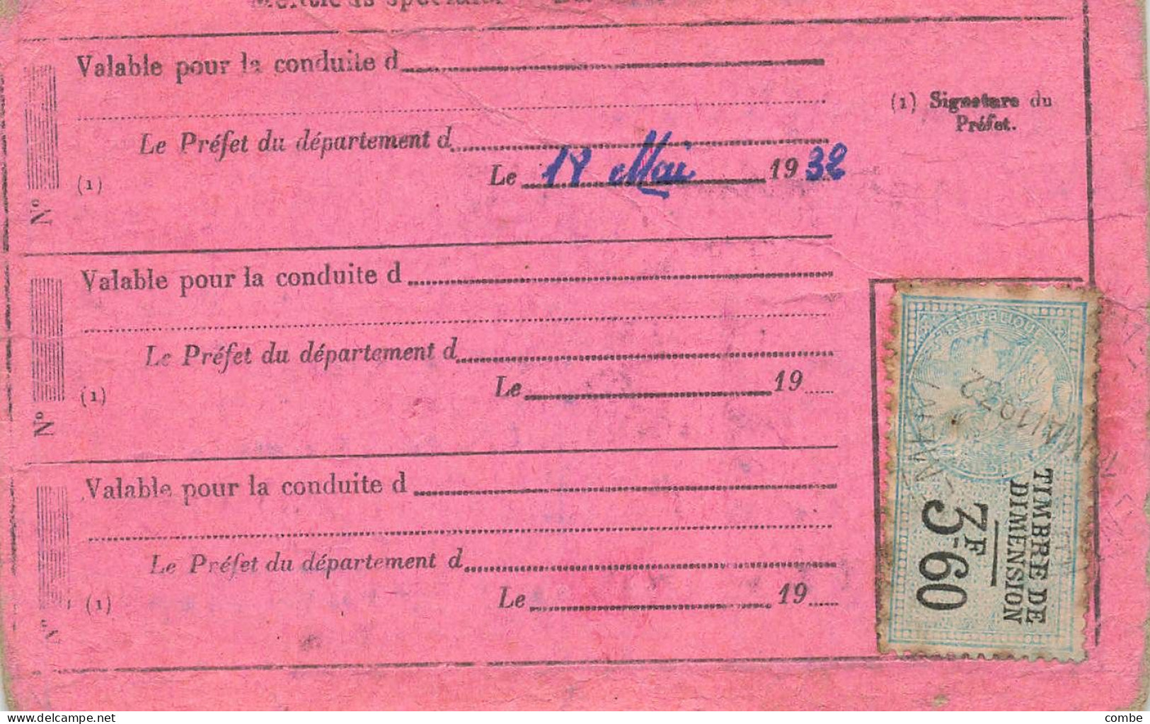 PERMIS DE CONDUIRE LES AUTOMOBILES.  YONNE. 1932 - Historical Documents