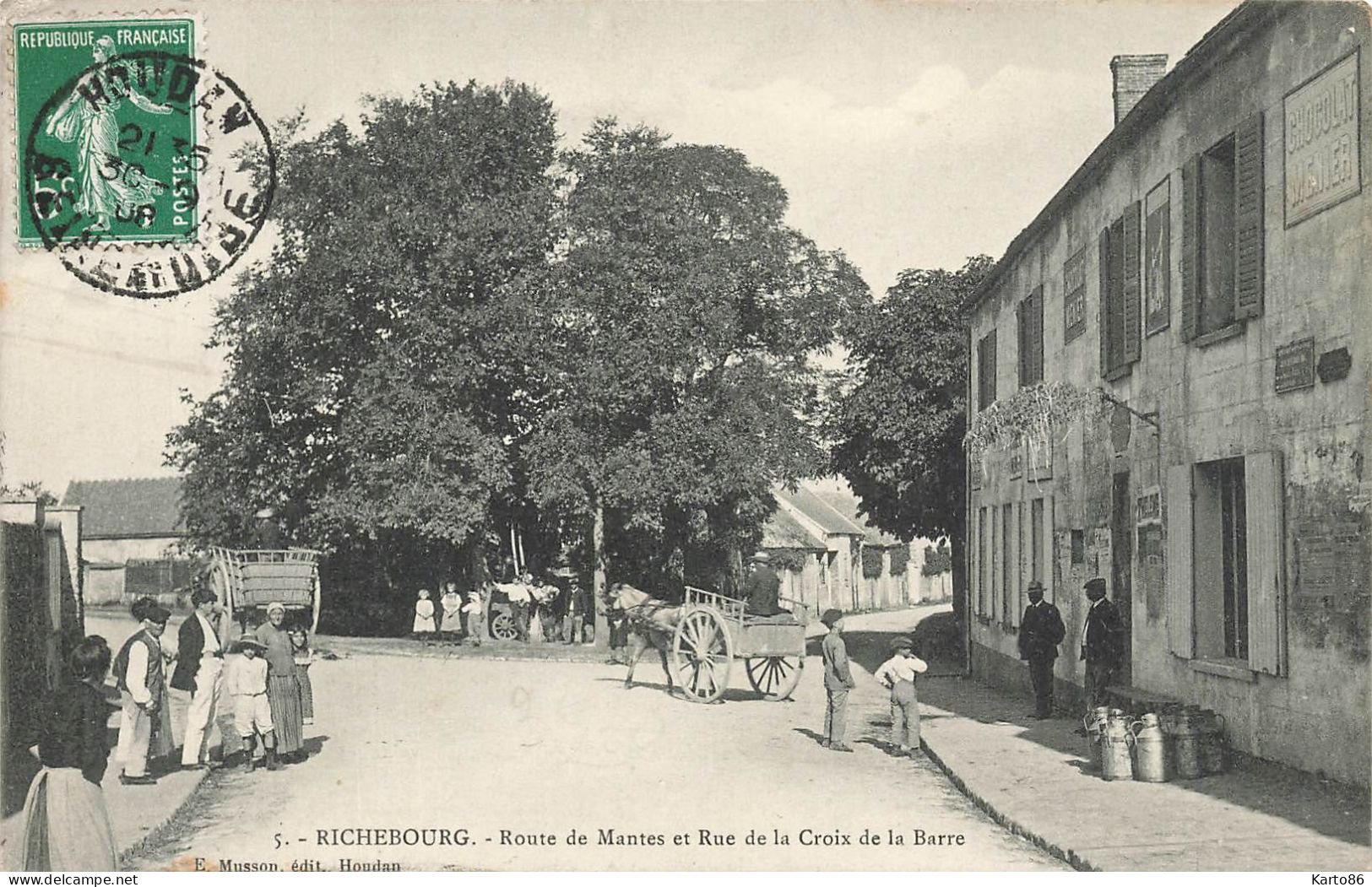 Richebourg * Route De Mantes Et Rue De La Croix De Barre * Attelage Villageois - Andere & Zonder Classificatie
