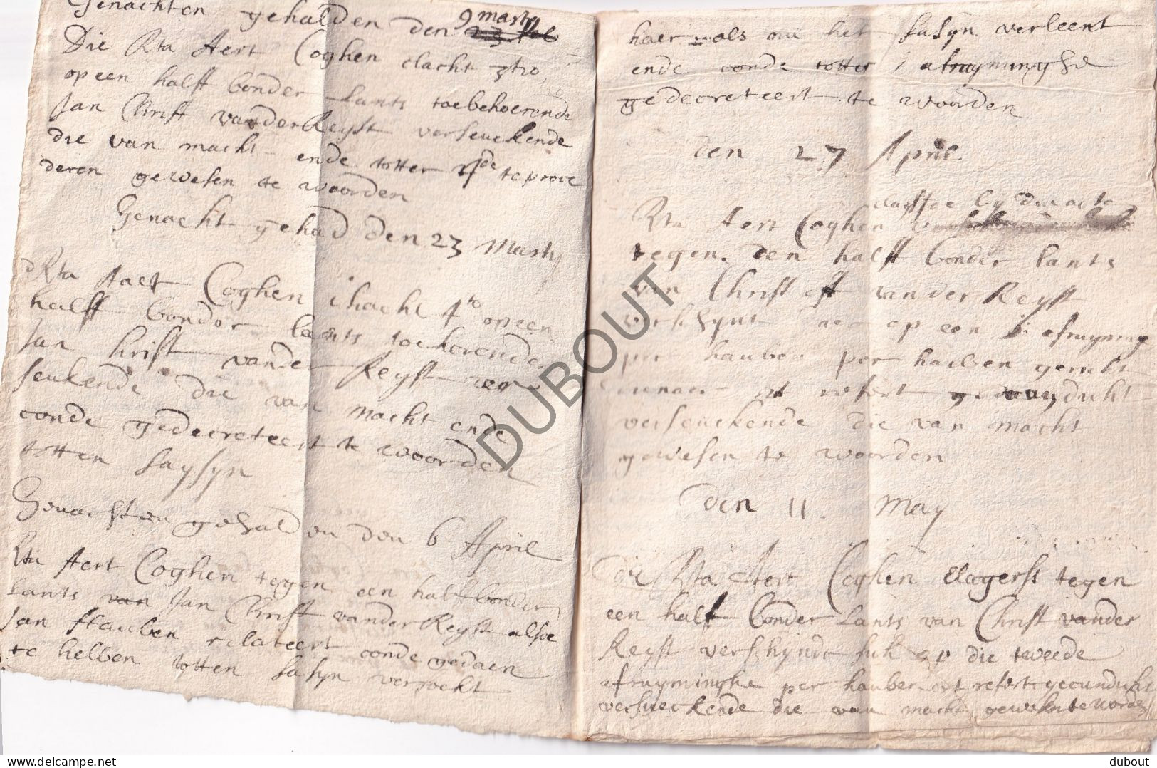 Hasselt- Manuscript 1691- Betreft Grond Buiten De Truiense Poort In De Groenstraat, Christoffel Vandereyst (V3110) - Manuscritos