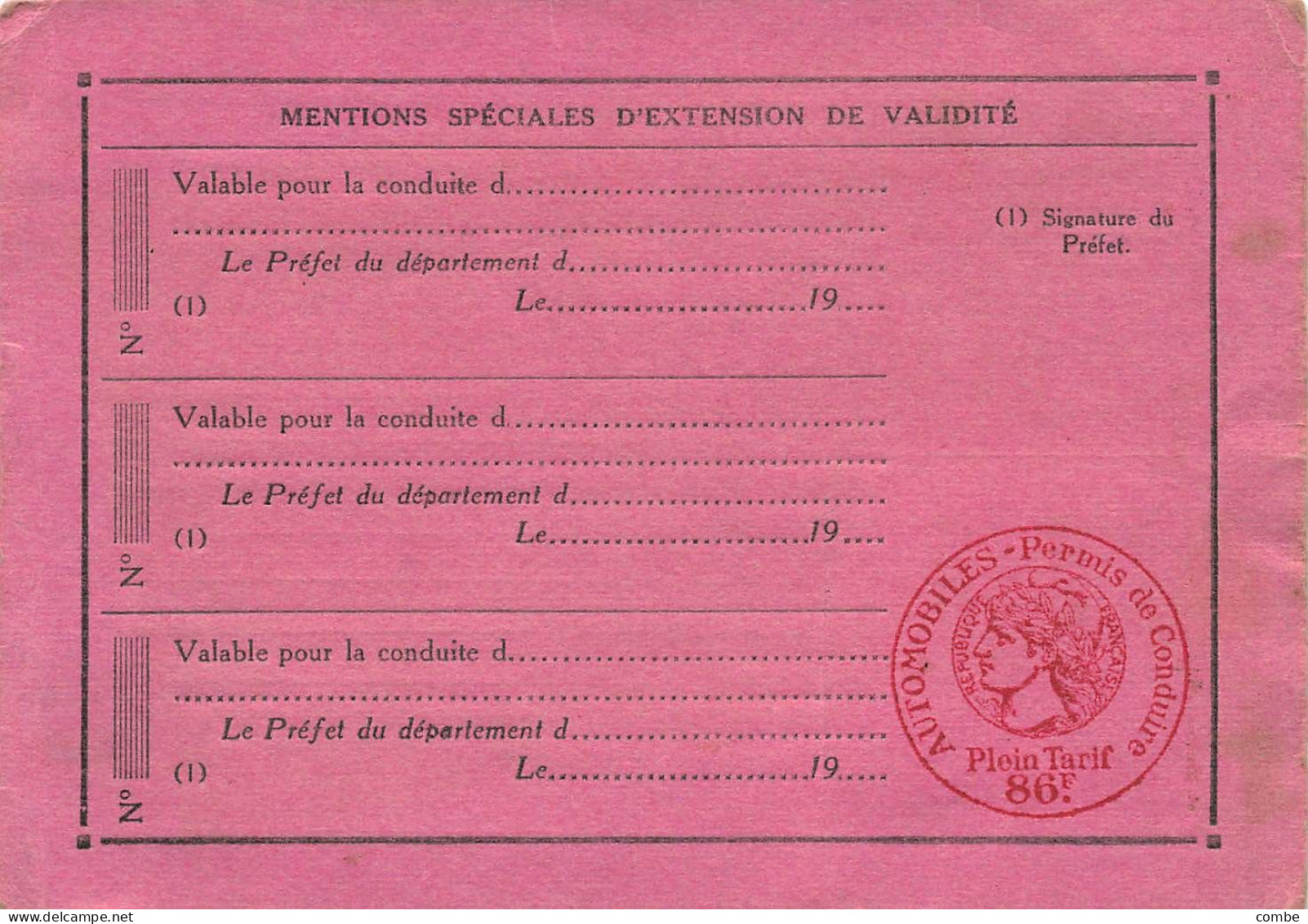 PERMIS DE CONDUIRE LES AUTOMOBILES.  YONNE. 1940 - Historical Documents