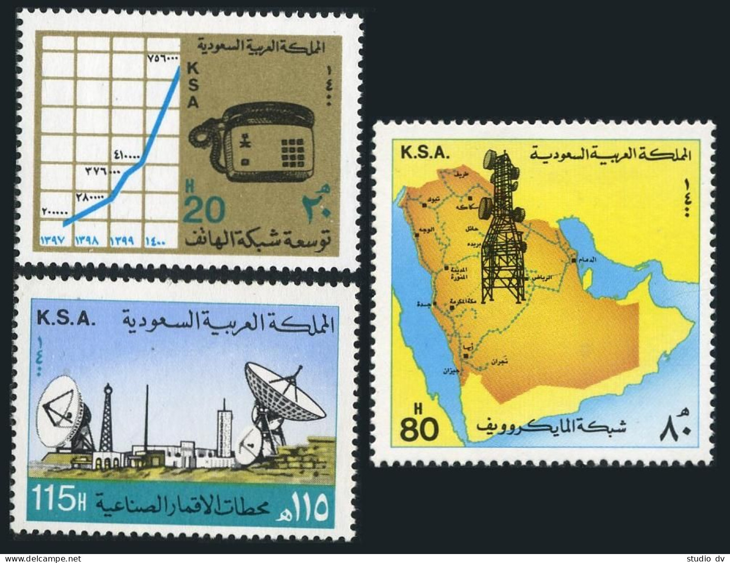 Saudi Arabia 808-810, MNH. Michel 688-690. Telephone, Microwave, Satellite,1981. - Saoedi-Arabië