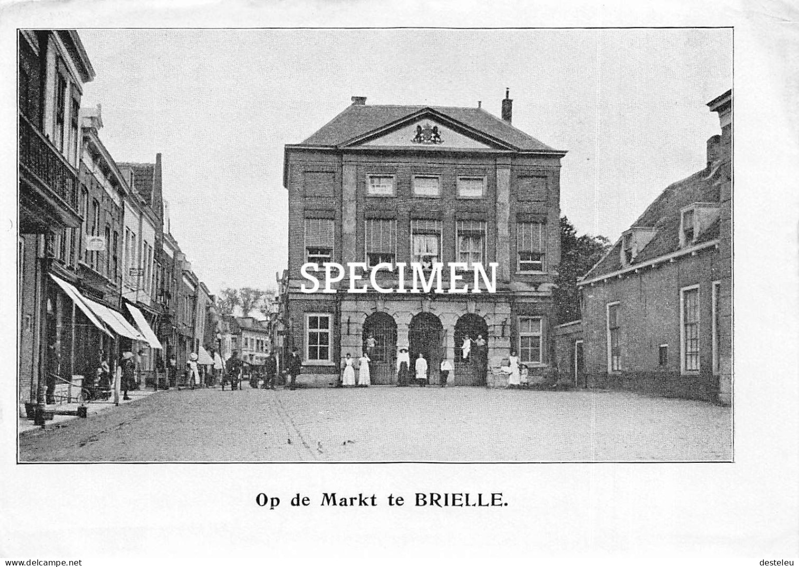 Prent - Op De Markt Te Brielle - 8.5x12.5 Cm - Brielle