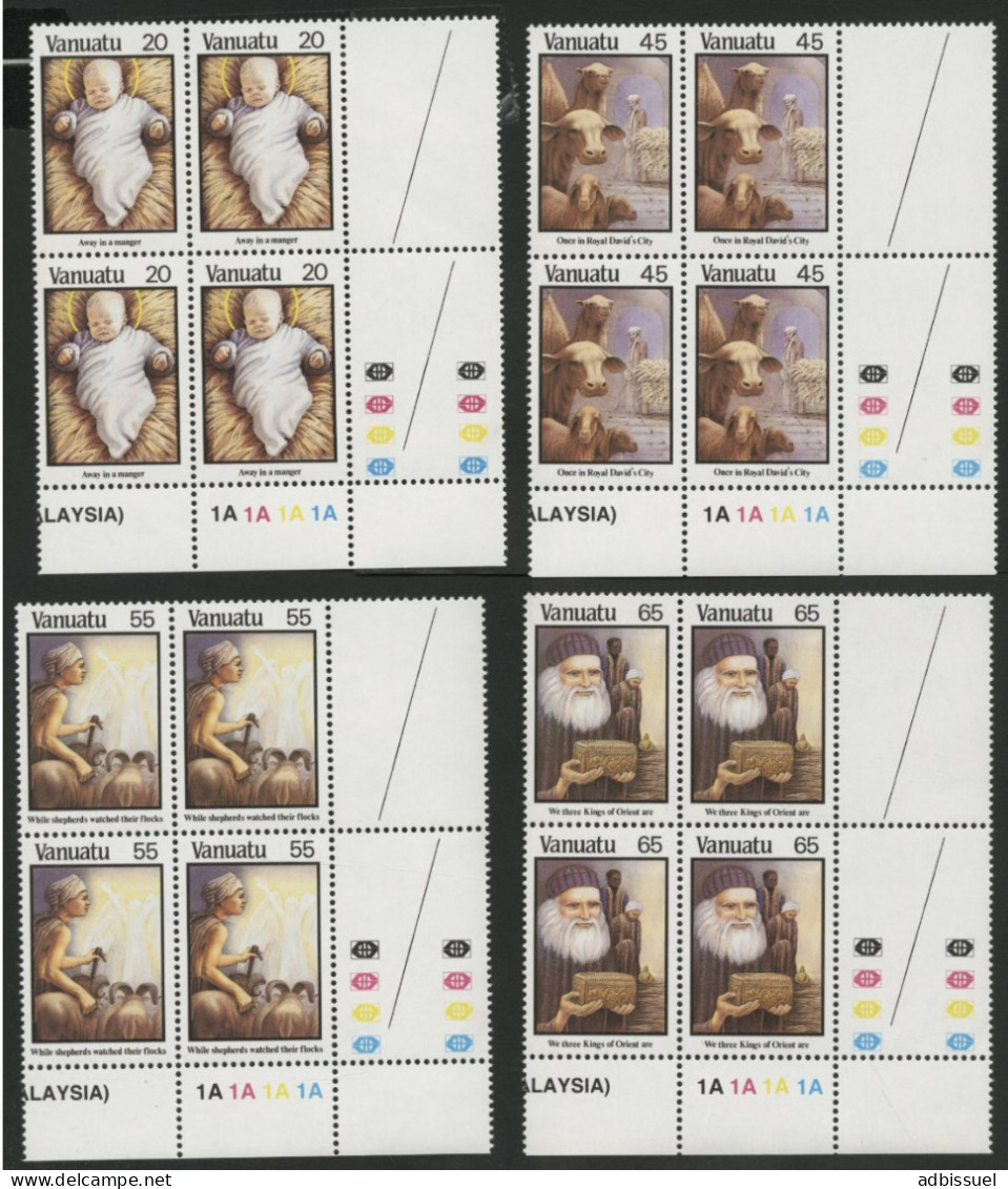 VANUATU N° 788 à 791 En Blocs De 4 Neufs ** (MNH). "Noël". TB - Vanuatu (1980-...)