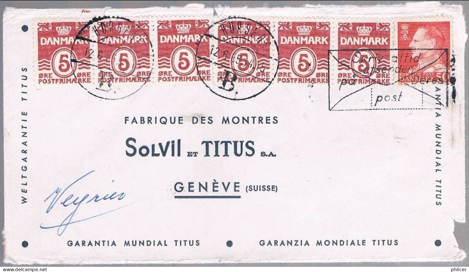 Denmark, 1965, Horsens-Geneve - Storia Postale