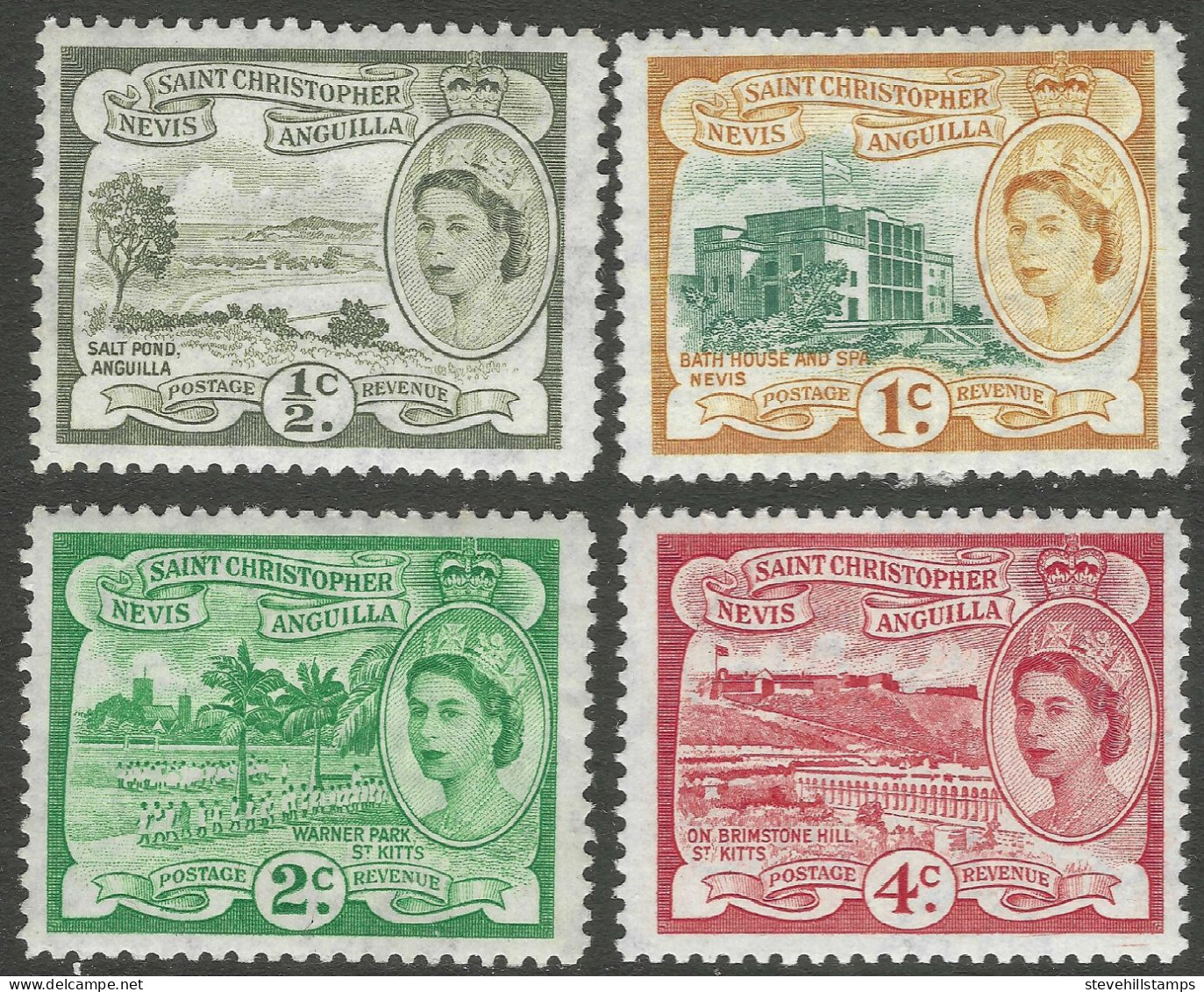 St Kitts-Nevis. 1954-63 QEII. 5 MH Values To 4c. SG 106a Etc. M5066 - St.Christopher, Nevis En Anguilla (...-1980)