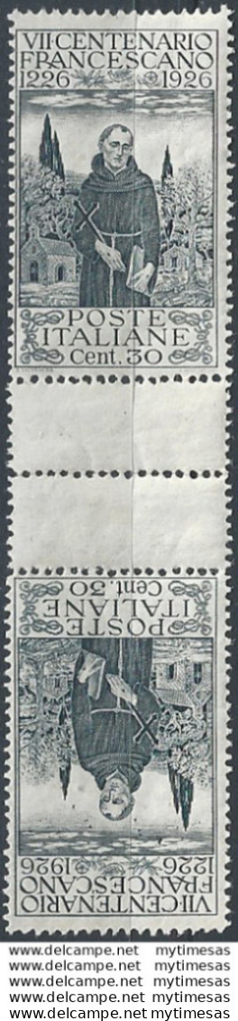 1926 Italia San Francesco 30c. Tete-beche MNH Sassone N. 193 - Other & Unclassified