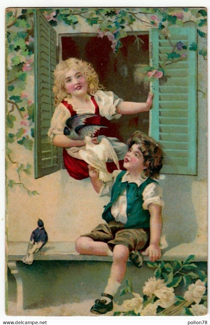 COPPIA BAMBINI - I COLOMBI - ARTE MODERNA - 1924 - Vedi Retro - Formato Piccolo - 1900-1949