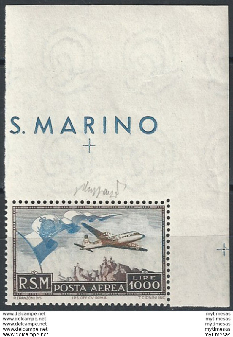 San Marino 1951 Lire 1.000 Adfa MNH Sassone A N. 99 - Sonstige & Ohne Zuordnung