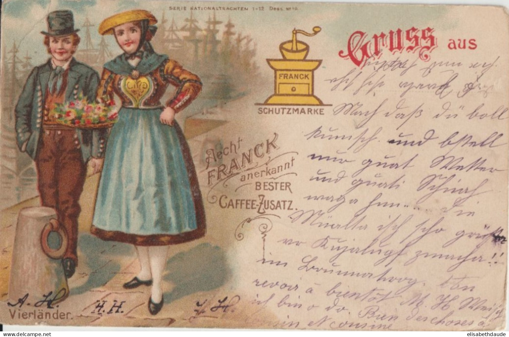 1900 - ALSACE - CONVOYEUR BAHNPOST SENNHEIM MASMÜNSTER (IND 10) ZUG 448 - CP PUB GRUSS FRANCK ! => PETITE FONTAINE - Cartas & Documentos