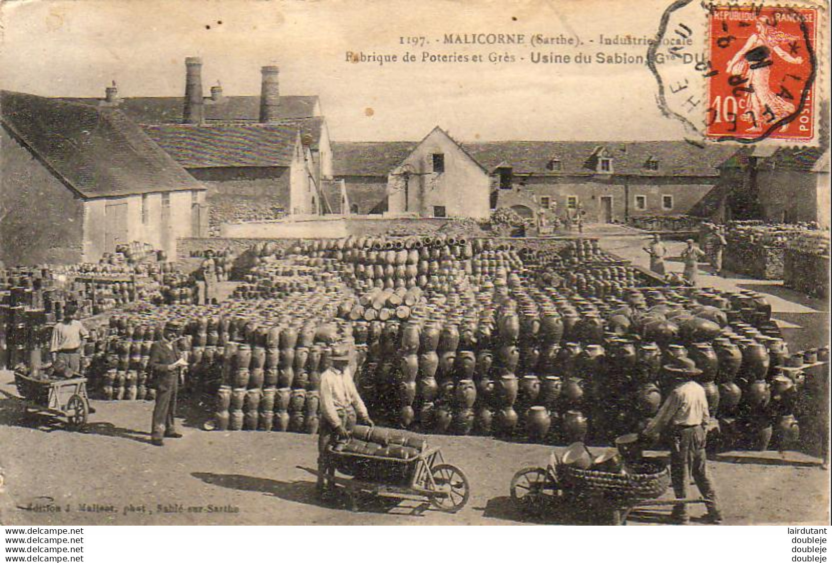 D72  MALICORNE Industrie Locale  Fabrique De Poteries En Grès Usine Du Sablon Gve Dubois - Malicorne Sur Sarthe
