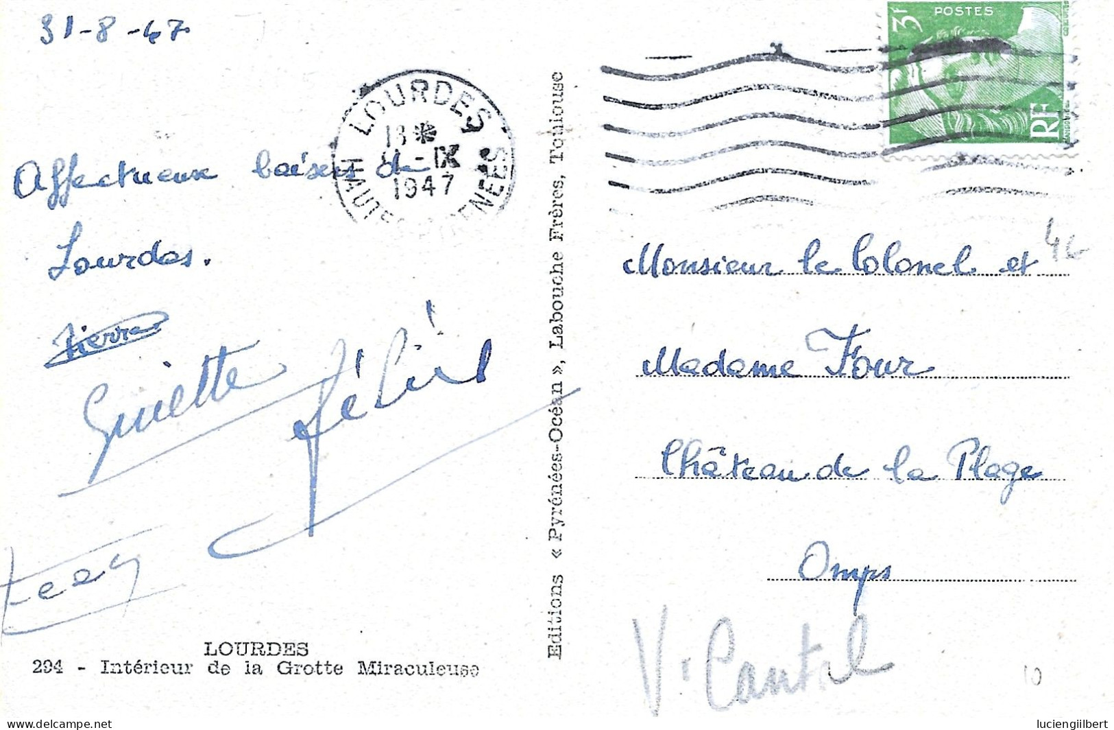 TIMBRE N° 716 A-  MARIANNE DE GANDON  - TARIF DU 8 7 47  CP 5 MOTS  - 1947  -  SEUL SUR CP - Posttarieven