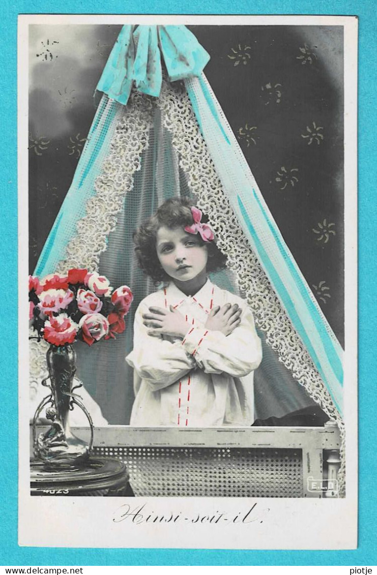 * Fantaisie - Fantasy - Fantasie (Enfant - Child) * (E.L.D. 4023) Serie De 5 Cartes, Roses, Prier, Girl, Fille, Fleurs - Ritratti