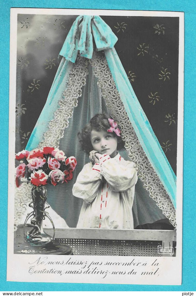 * Fantaisie - Fantasy - Fantasie (Enfant - Child) * (E.L.D. 4023) Serie De 5 Cartes, Roses, Prier, Girl, Fille, Fleurs - Portraits