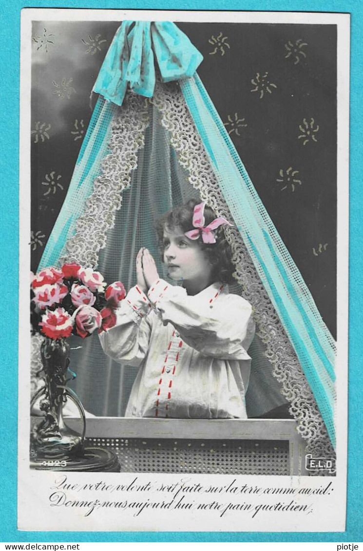 * Fantaisie - Fantasy - Fantasie (Enfant - Child) * (E.L.D. 4023) Serie De 5 Cartes, Roses, Prier, Girl, Fille, Fleurs - Abbildungen