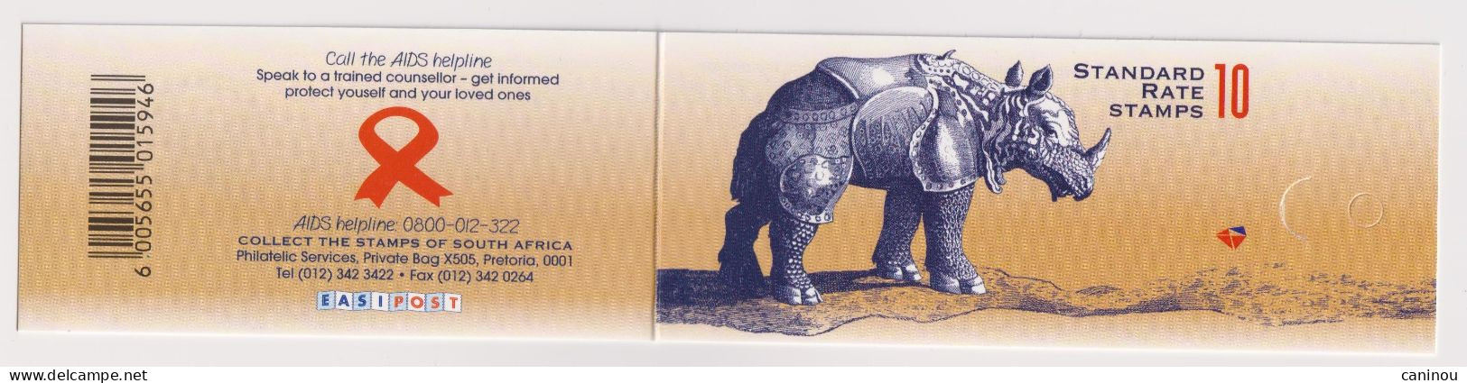 AFRIQUE DU SUD   Y & T CARNET BK41 LUTTE CONTRE LE SIDA RHINOCEROS PREHISTOIRE 1998 NEUF - Postzegelboekjes
