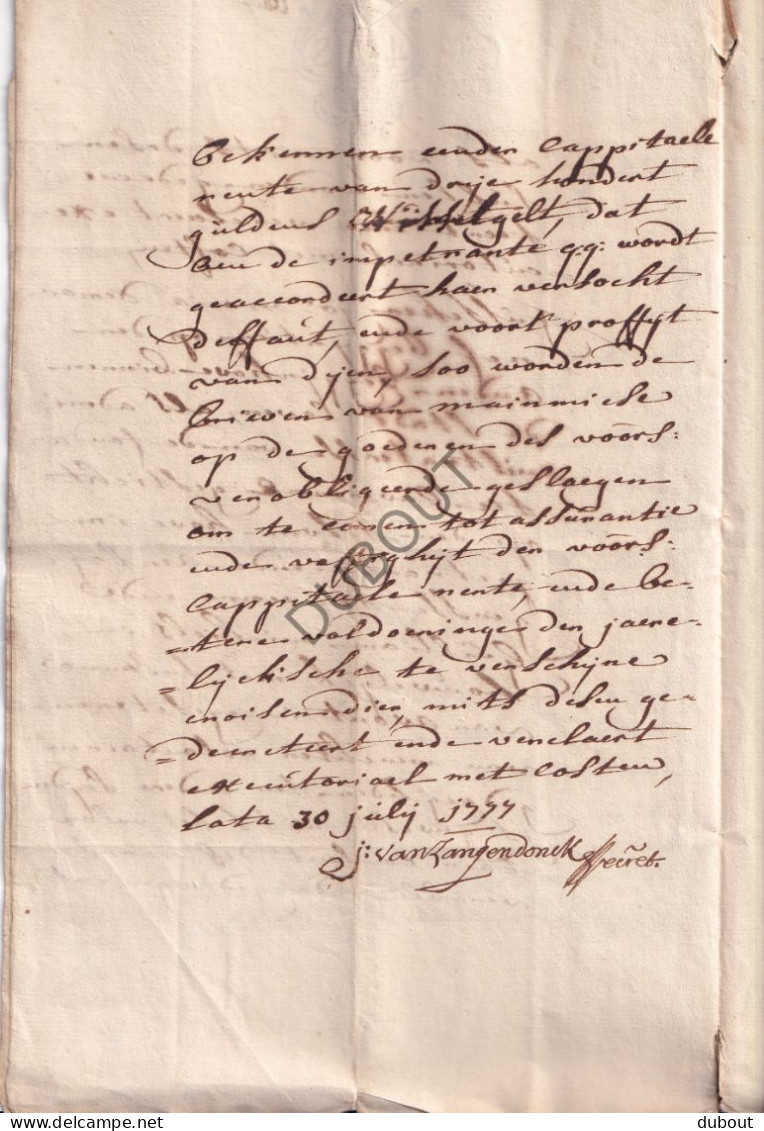 Leuven/Werchter/Tremelo - Manuscript 1777- Betreft Groot Begijnhof Begijn Maria Demarnef - Lening (V3135) - Manuscrits