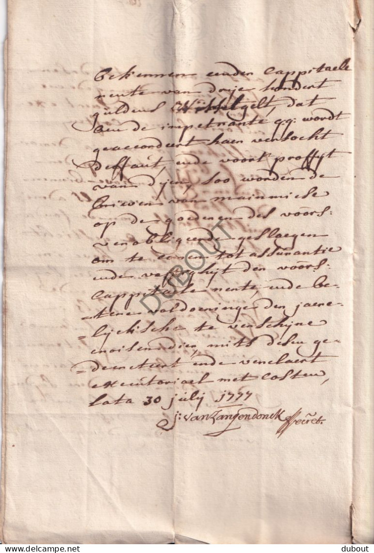 Leuven/Werchter/Tremelo - Manuscript 1777- Betreft Groot Begijnhof Begijn Maria Demarnef - Lening (V3135) - Manuscripts