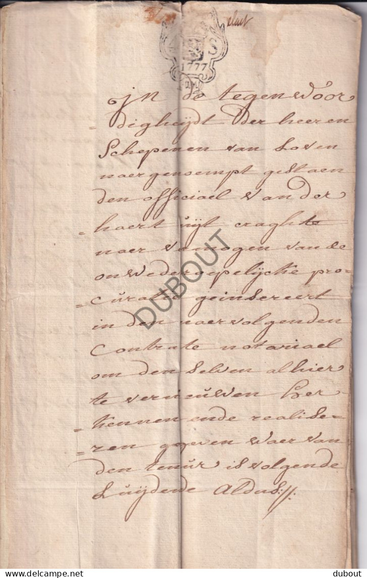 Leuven/Werchter/Tremelo - Manuscript 1777- Betreft Groot Begijnhof Begijn Maria Demarnef - Lening (V3135) - Manuskripte