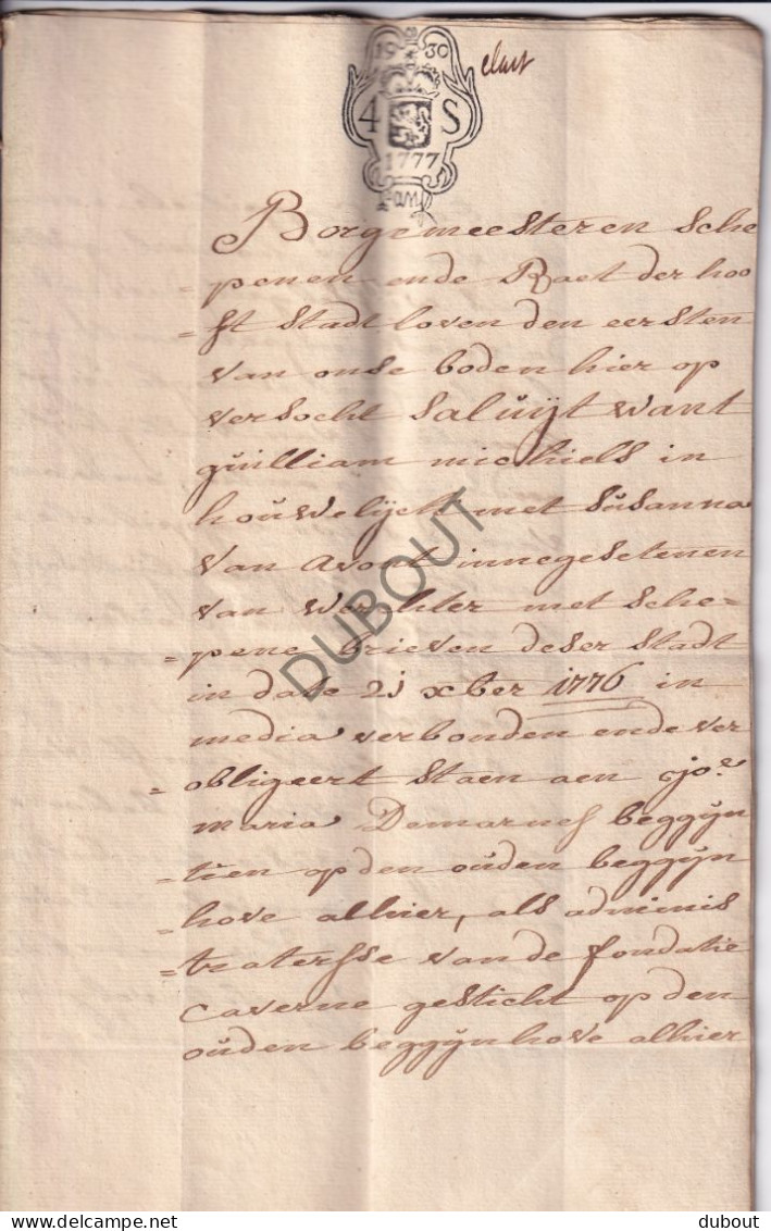 Leuven/Werchter/Tremelo - Manuscript 1777- Betreft Groot Begijnhof Begijn Maria Demarnef - Lening (V3135)