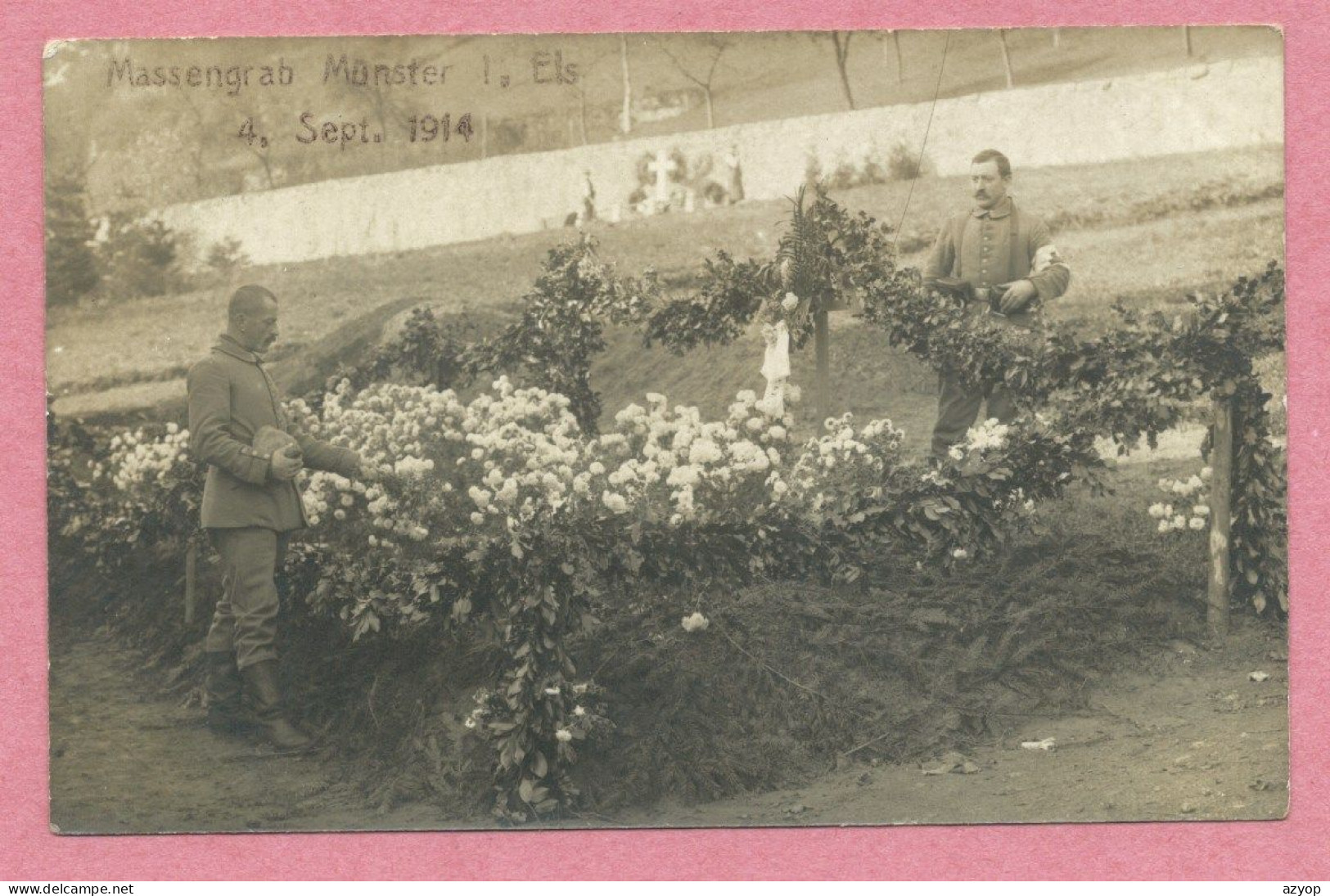 68 - MÜNSTER - Carte Photo Allemande - Massengrab - Tombe Soldats Allemands - Guerre 14/18 - 3 Scans - Munster