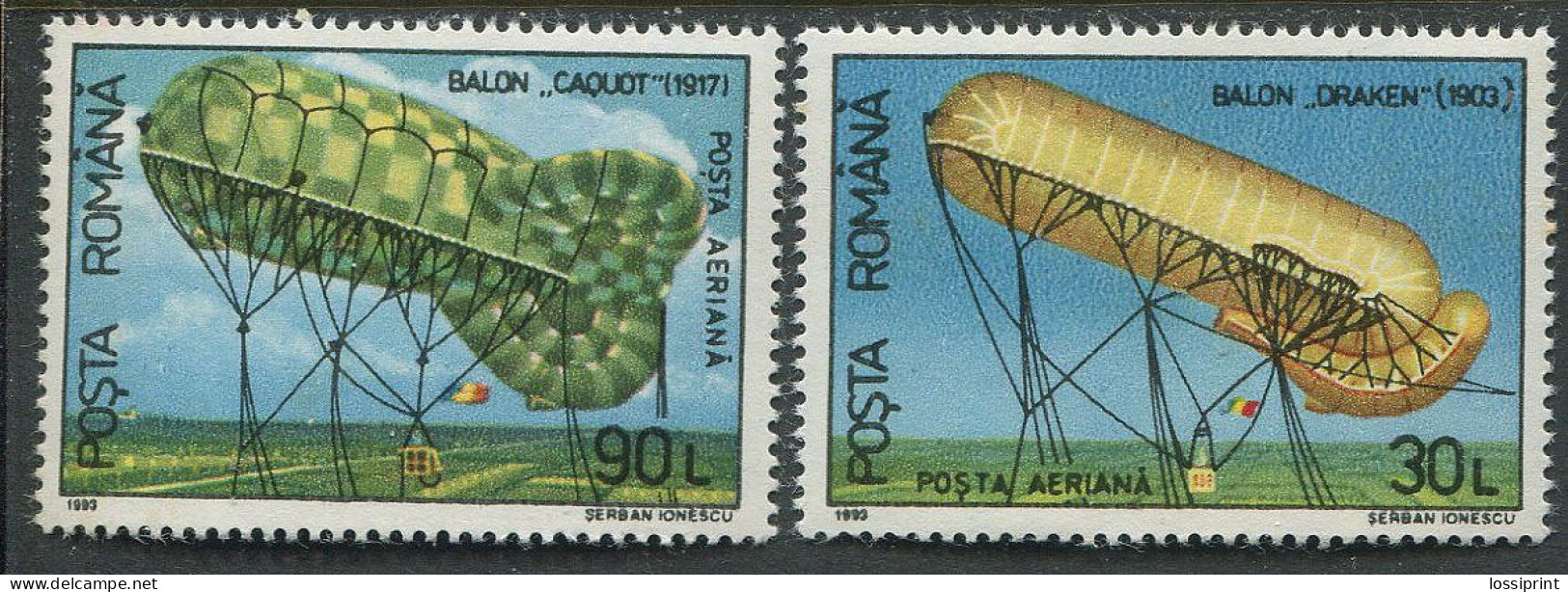 Romania:Unused Stamps Balloons, 1993, MNH - Zeppeline