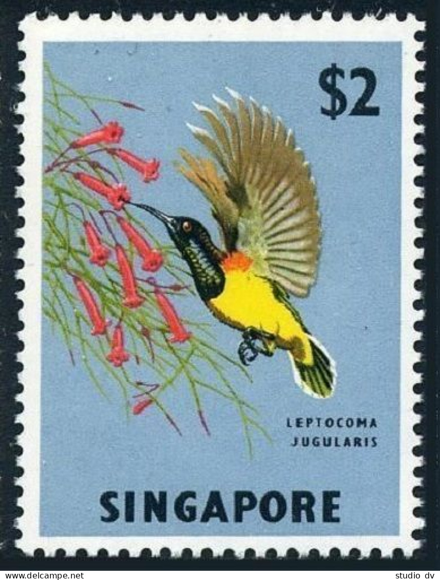 Singapore 68, MNH. Michel 67. Bird Leptocoma Jugularis. Flowers 1963. - Singapour (1959-...)