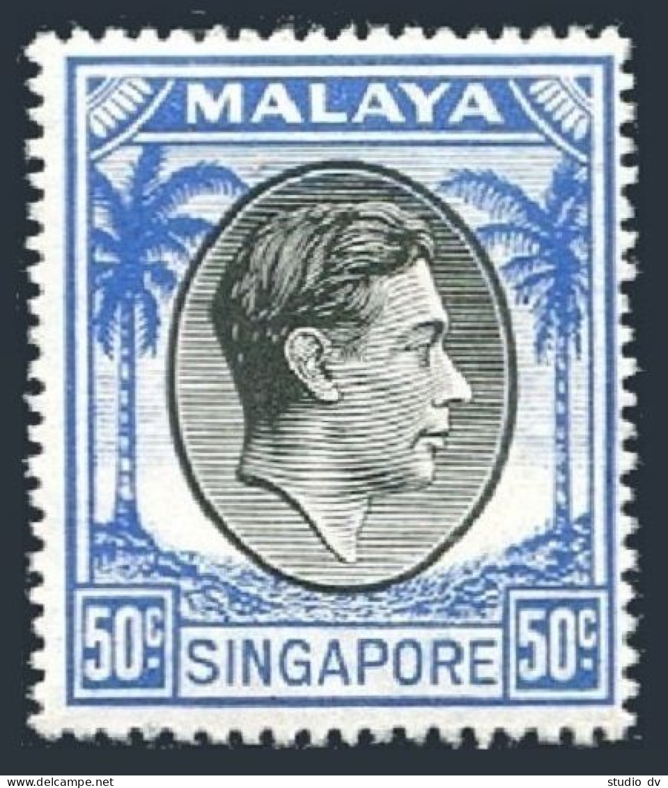 Singapore 17a Perf 18, Hinged. Michel 17C. King George VI, 1950. Palms. - Singapour (1959-...)