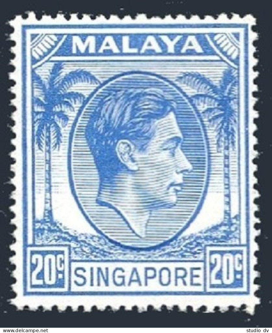 Singapore  13  Perf 18, Hinged. Michel 13. King George VI, 1952. Palms. - Singapour (1959-...)