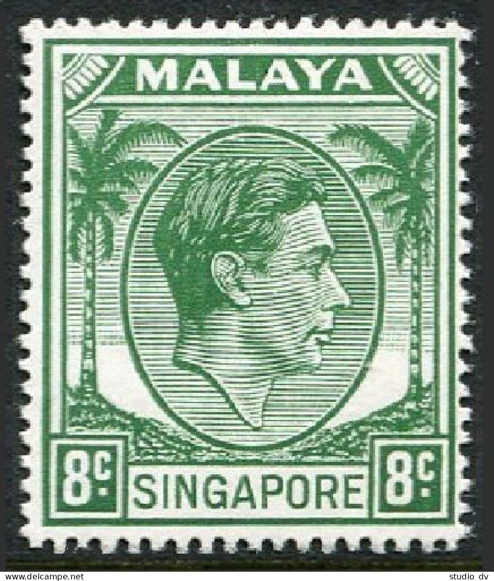 Singapore  8  Perf 18, MNH. Michel 8C. King George VI, 1952. Palms. - Singapur (1959-...)