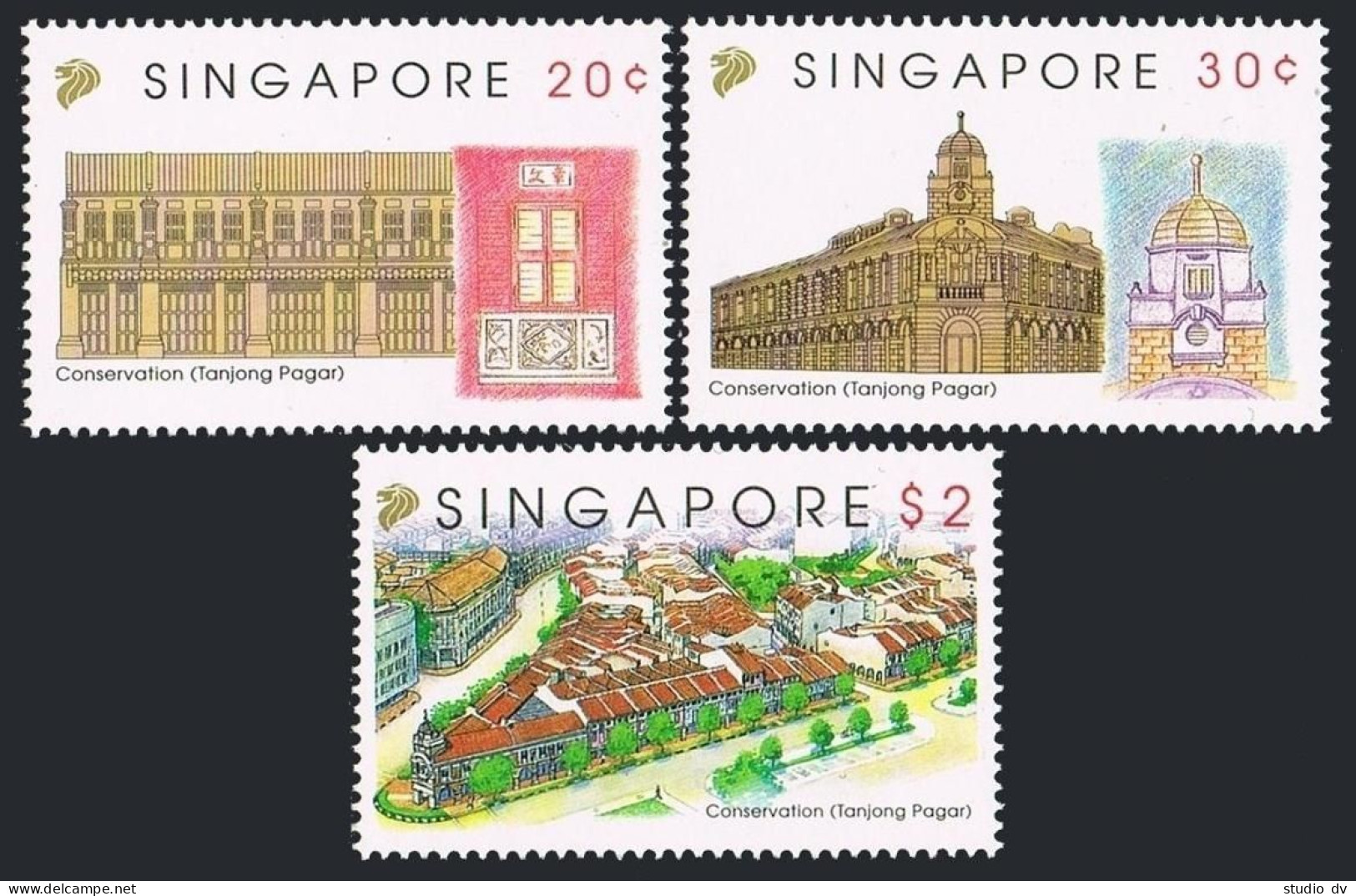 Singapore 650-652, MNH. Michel 685-687. Preservation Of Tanjong Pagar, 1993. - Singapour (1959-...)