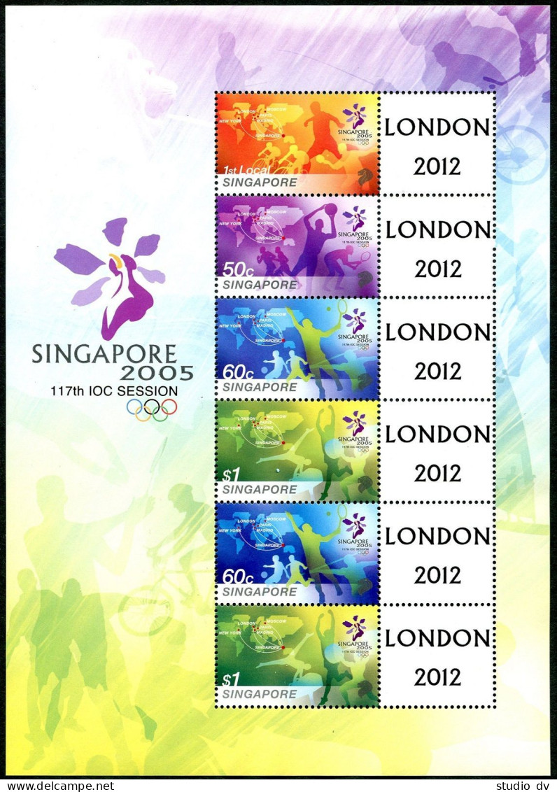 Singapore 1154 2 Sheets, MNH. Olympic Committee 117th Session, 2005. - Singapour (1959-...)