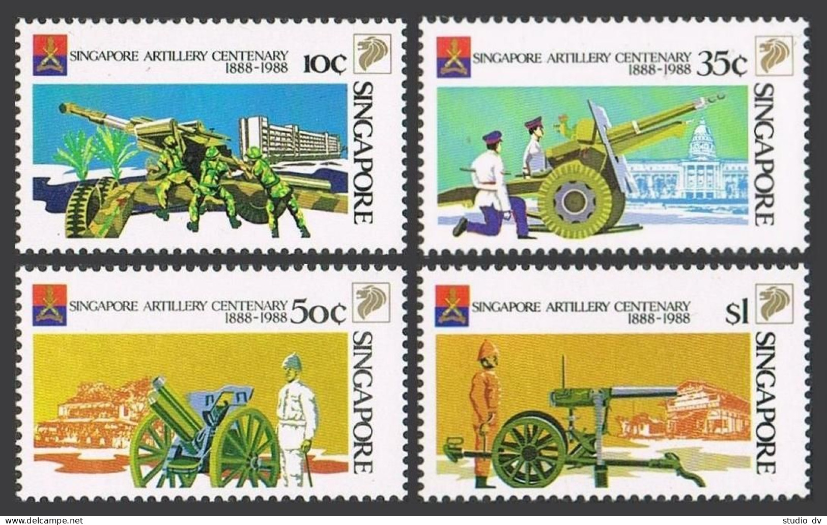 Singapore 518-521, MNH. Michel 546-549. Artillery, Centenary, 1988.  - Singapour (1959-...)