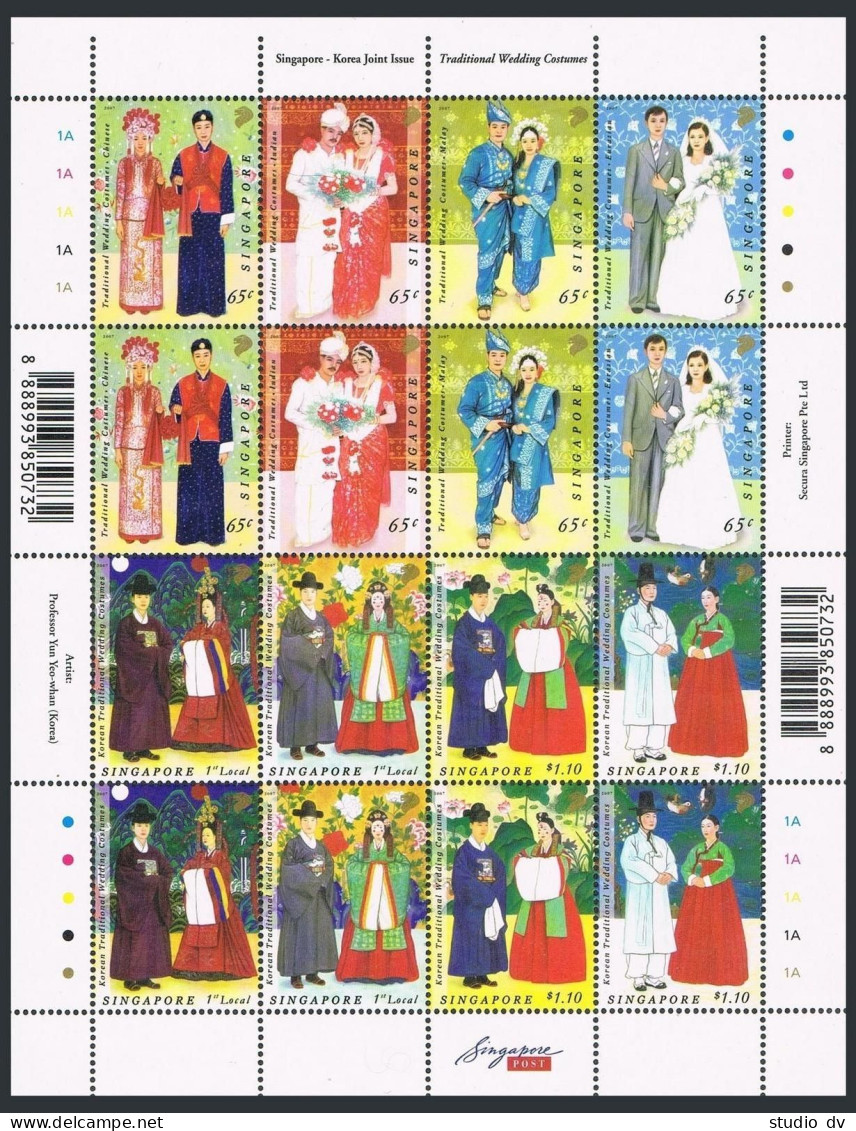 Singapore 1241 Ah/2 Sheet,MNH. Traditional Wedding Costumes,2007. - Singapur (1959-...)