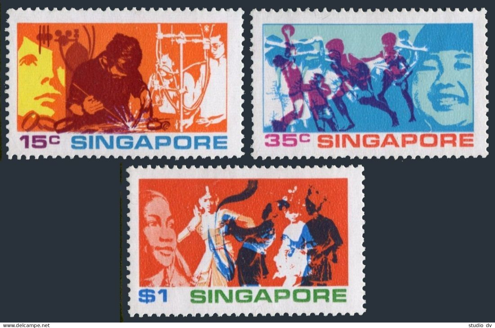 Singapore 161-163, MNH. Mi 164-166. Youth Of Singapore,1972. Training,Sport,Art. - Singapur (1959-...)