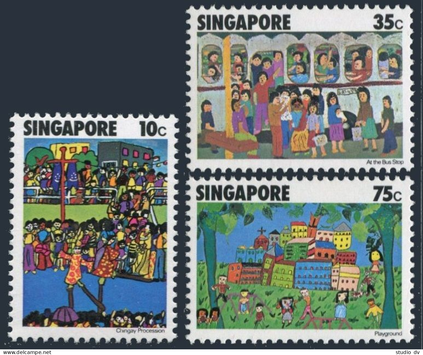 Singapore 285-287,MNH.Michel 288-290. Children's Drawings,l977. - Singapour (1959-...)