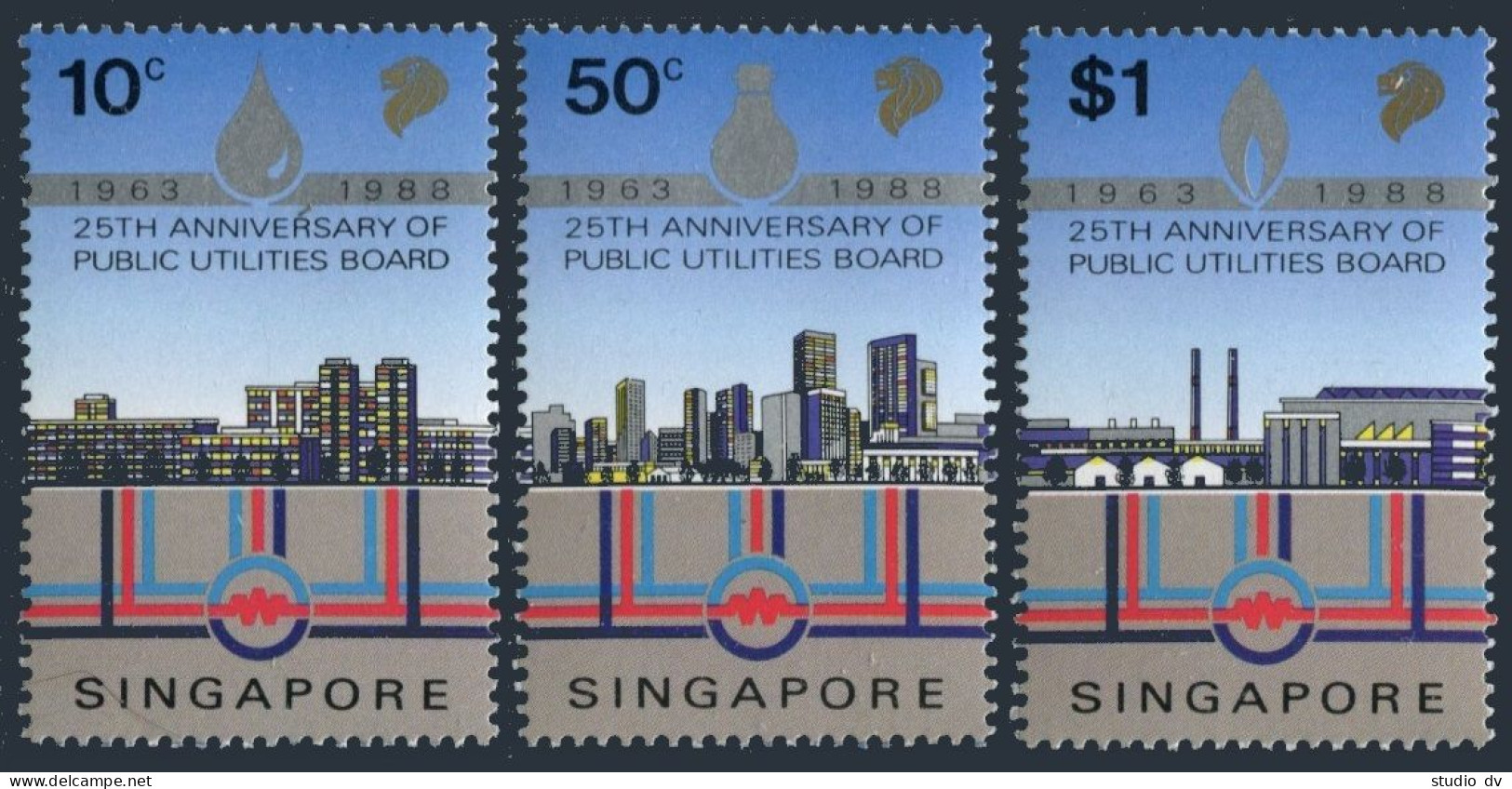 Singapore 529-531,MNH. 1988.Public Utilities Board-25:Water,Electricity,Fuel. - Singapur (1959-...)