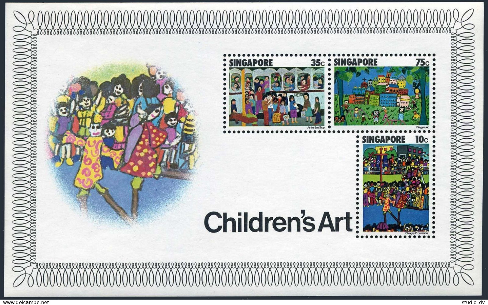 Singapore 287a Sheet, MNH/hinged. Michel Bl.9. Children's Drawings, L977. - Singapour (1959-...)