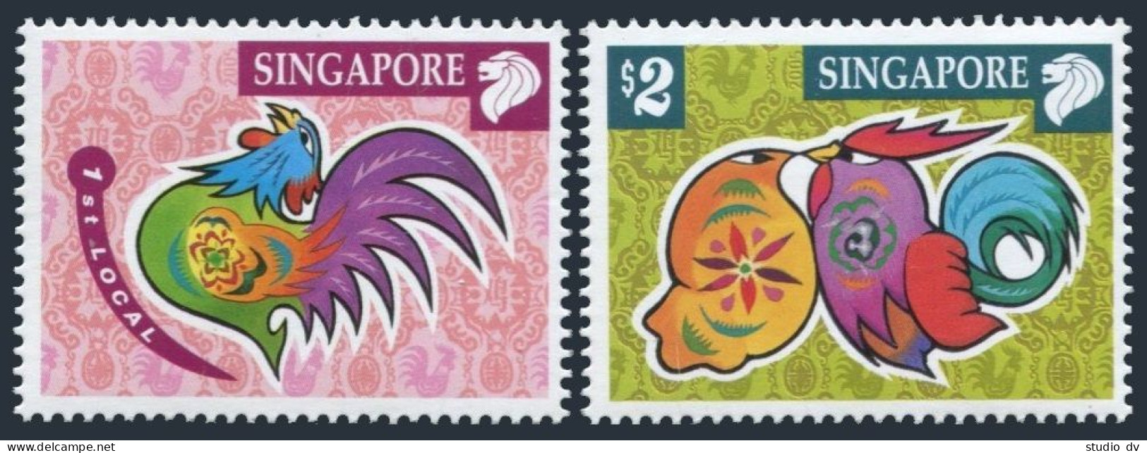 Singapore 1125-1126, MNH. New Year 2005. Lunar Year Of The Rooster. - Singapore (1959-...)