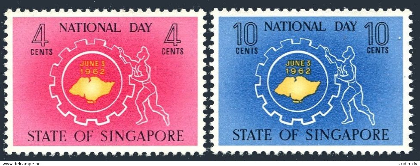 Singapore 60-61, MNH. Michel 69-70. National Day, 1962. Labor's Rule. - Singapur (1959-...)