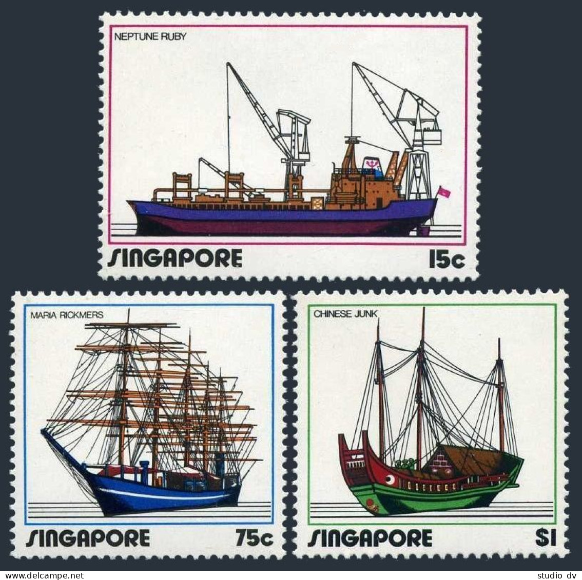 Singapore 164-166, 166a, MNH. Mi 167-169, Bl.4. Shipping Industry, 1972. Ships. - Singapur (1959-...)