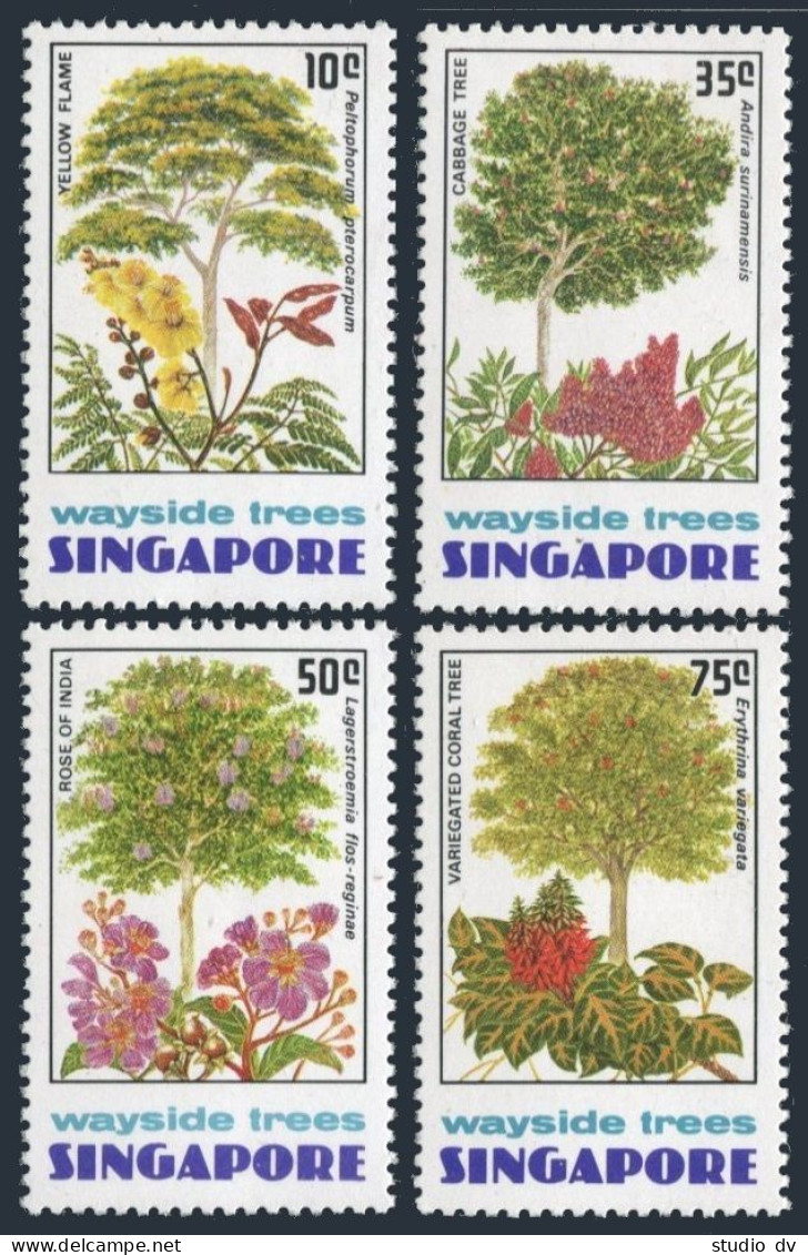 Singapore 243-246, MNH. Michel 246-249. Wayside Trees,1976.Yellow Flame,Cabbage, - Singapur (1959-...)